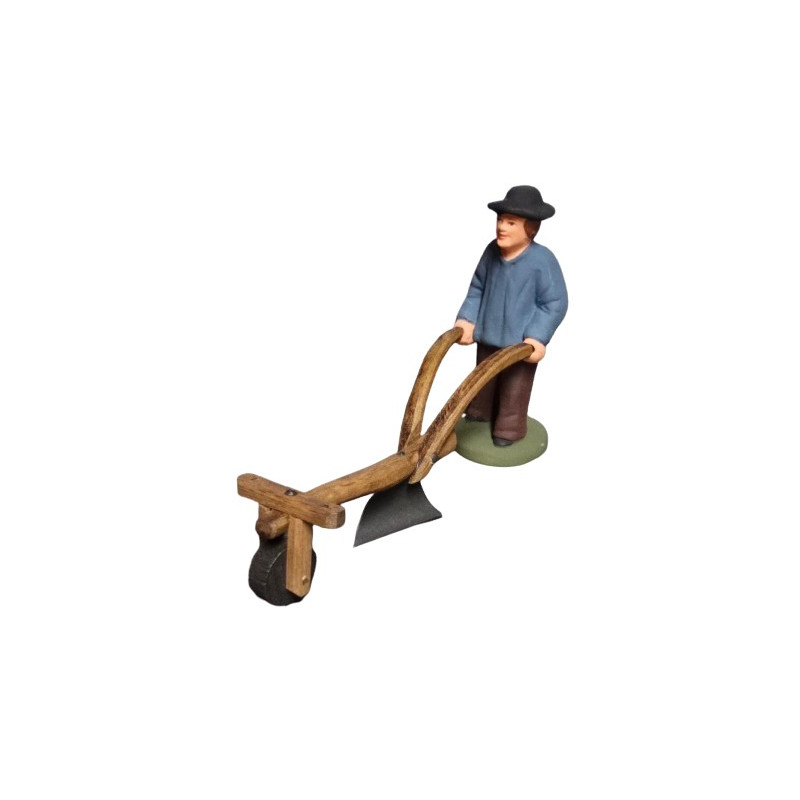 Santon laboureur avec charrue 7 cm - Santons Colette -  Santons de Provence